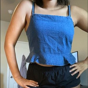denim peplum style top